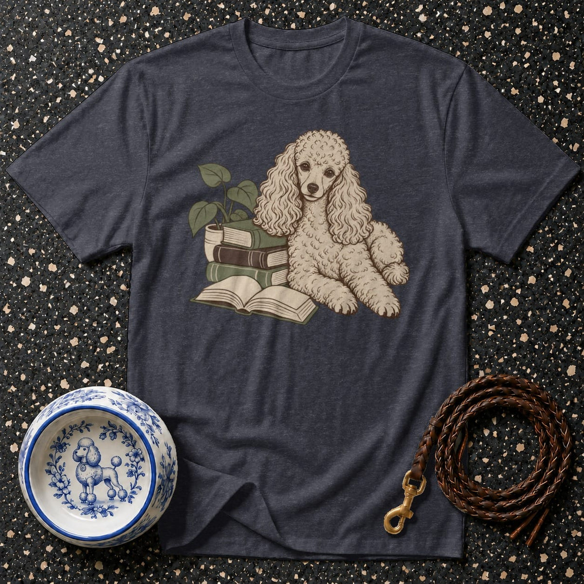 T-shirt Vintage Bookworm Poodle T-Shirt Poodle Reading T-Shirt | Book Lover Apparel