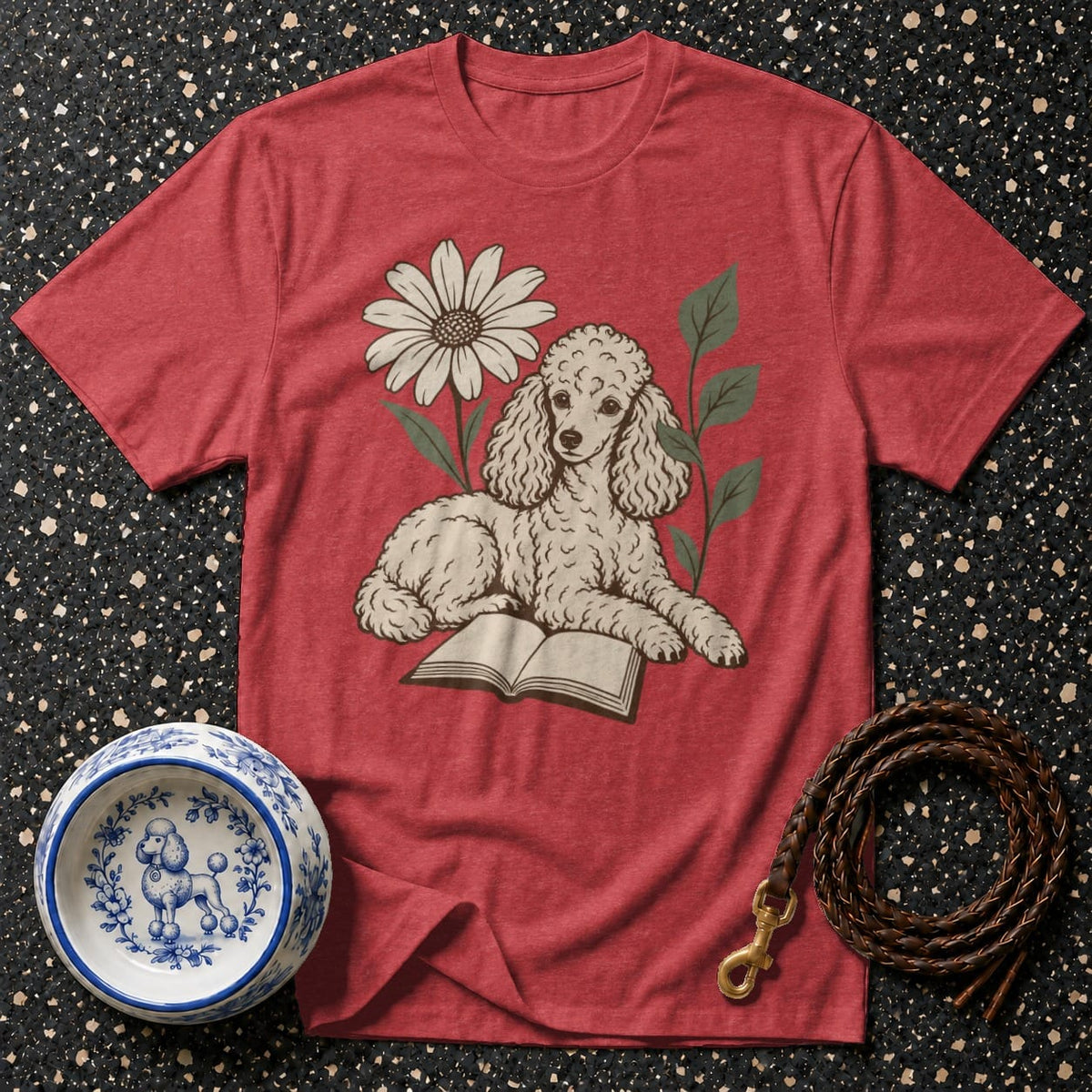 T-shirt Vintage Bookish Poodle T-Shirt Poodle Reading T-Shirt | Premium Pet Apparel