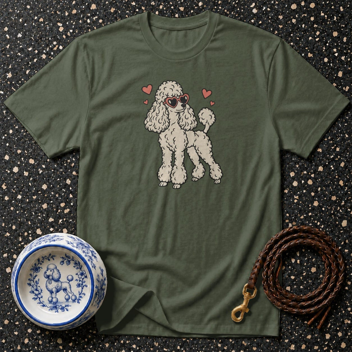 T-shirt Chic Heart Glasses Poodle T-Shirt Poodle Heart Sunglasses T-Shirt | Premium Dog Apparel