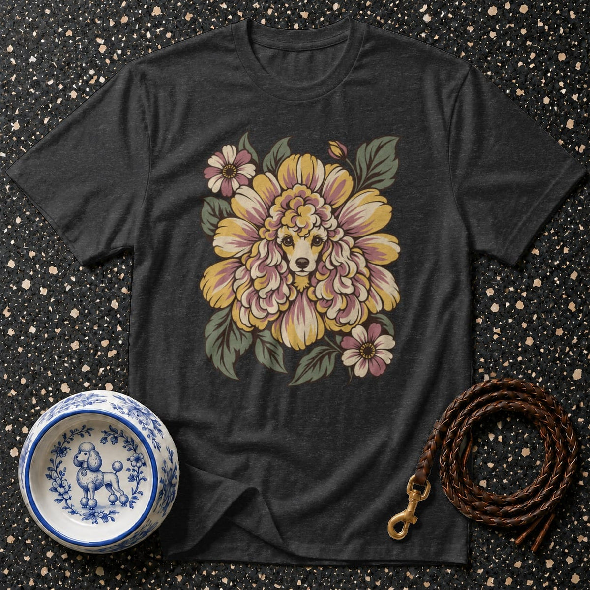 T-shirt Vintage Floral Poodle T-Shirt Poodle Flower T-Shirt | Premium Dog Apparel