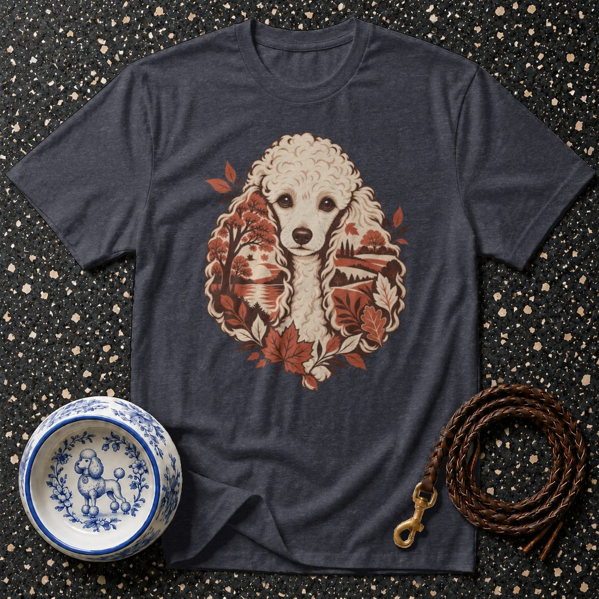 T-shirt Autumn Poodle T-Shirt Poodle Landscape T-Shirt | Premium Dog Apparel