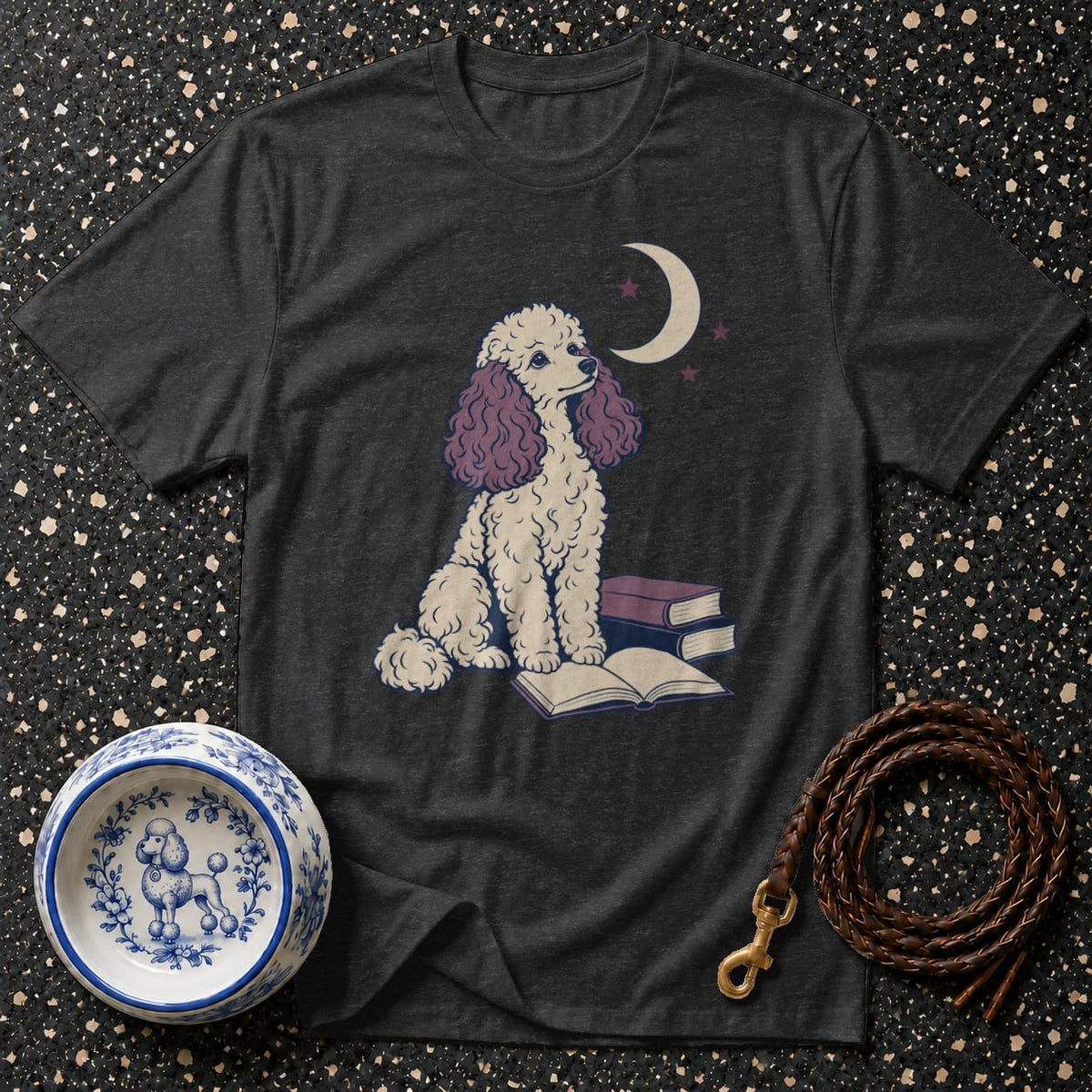 T-shirt Midnight Scholar Poodle T-Shirt Poodle Reading T-Shirt | Dreamy Dog Apparel