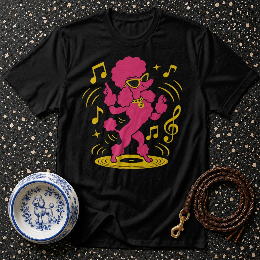 T-shirt Groovy Pink Poodle T-Shirt Dancing Poodle T-Shirt | Retro Dog Tee