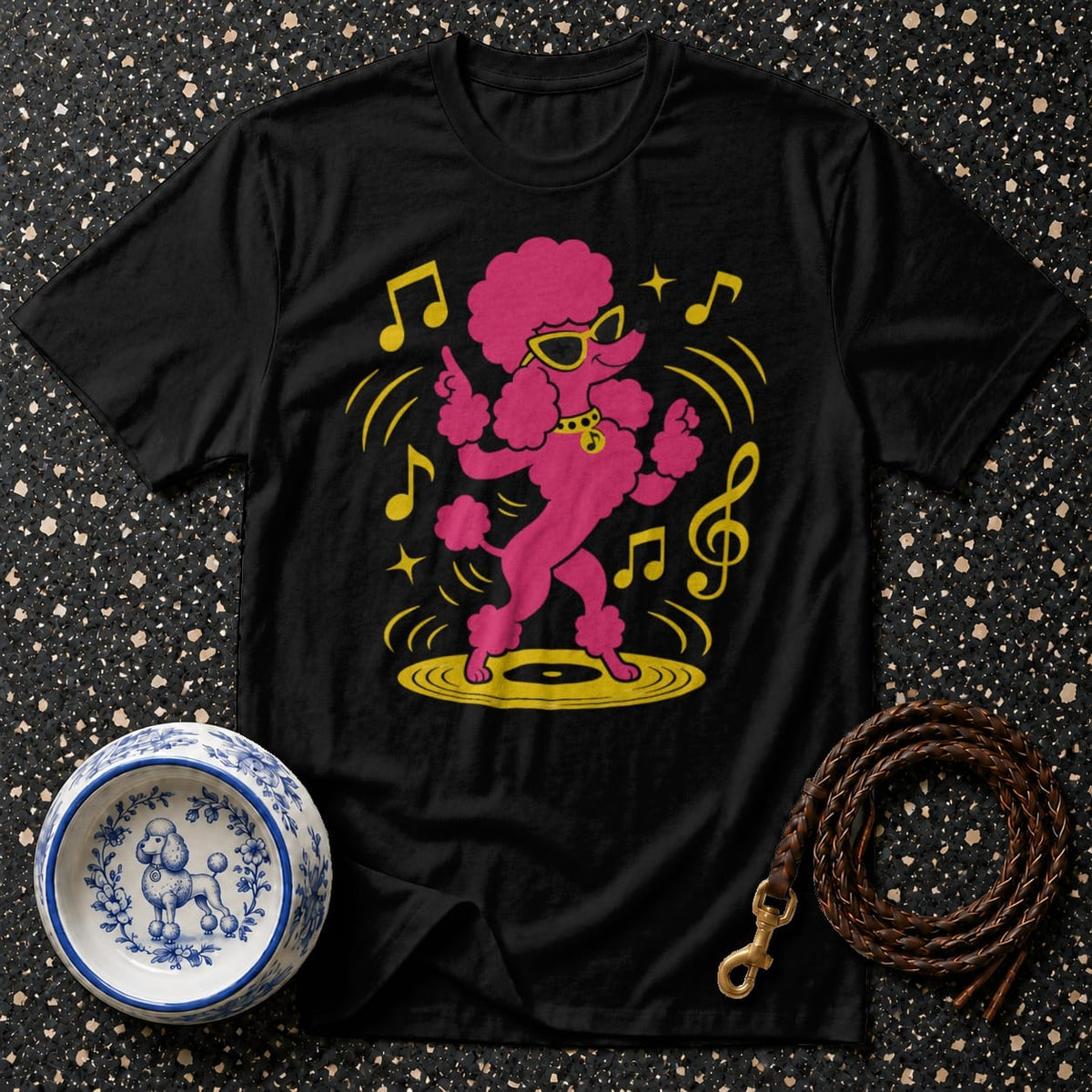 T-shirt Groovy Pink Poodle T-Shirt Dancing Poodle T-Shirt | Retro Dog Tee