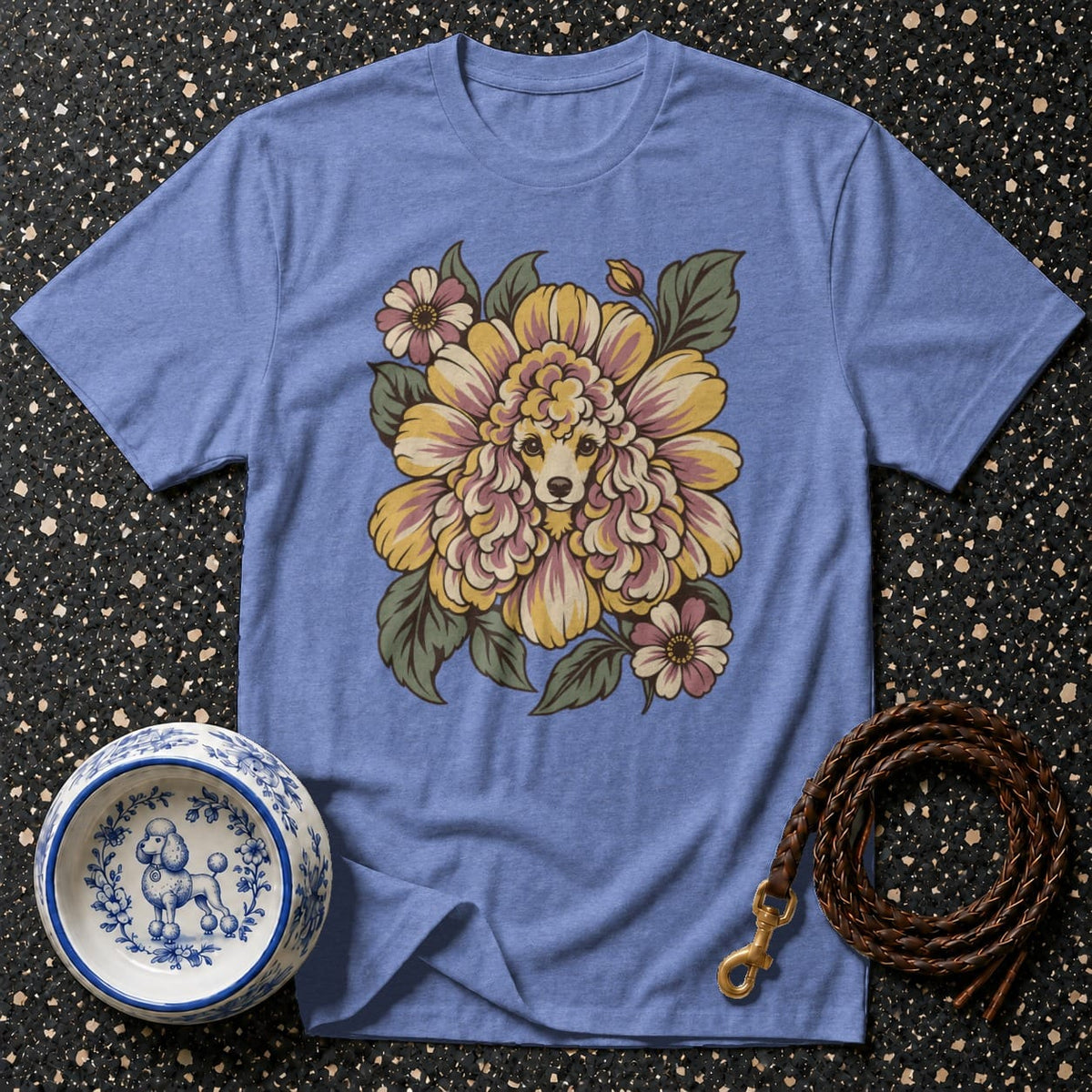 T-shirt Vintage Floral Poodle T-Shirt Poodle Flower T-Shirt | Premium Dog Apparel