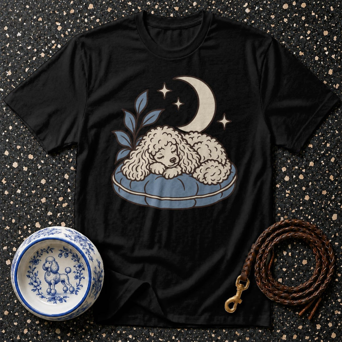 T-shirt Celestial Sleeping Poodle T-Shirt Sleeping Poodle Dream T-Shirt | Cozy Canine Apparel
