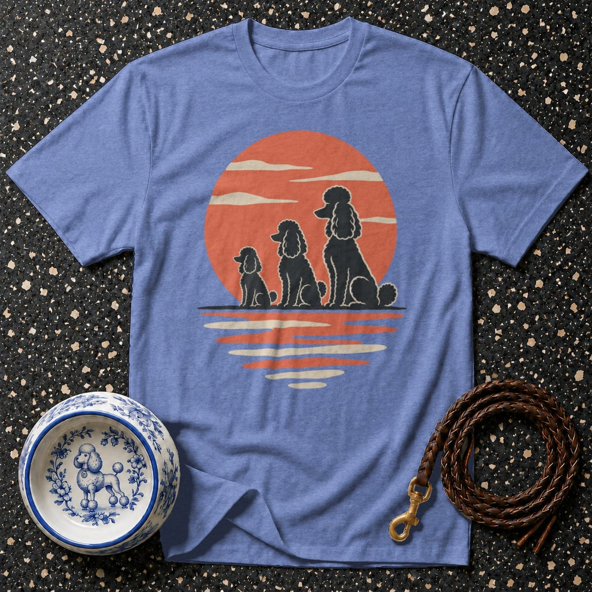 T-shirt Sunset Poodle Trio T-Shirt Poodle Sunset T-Shirt | Premium Dog Apparel