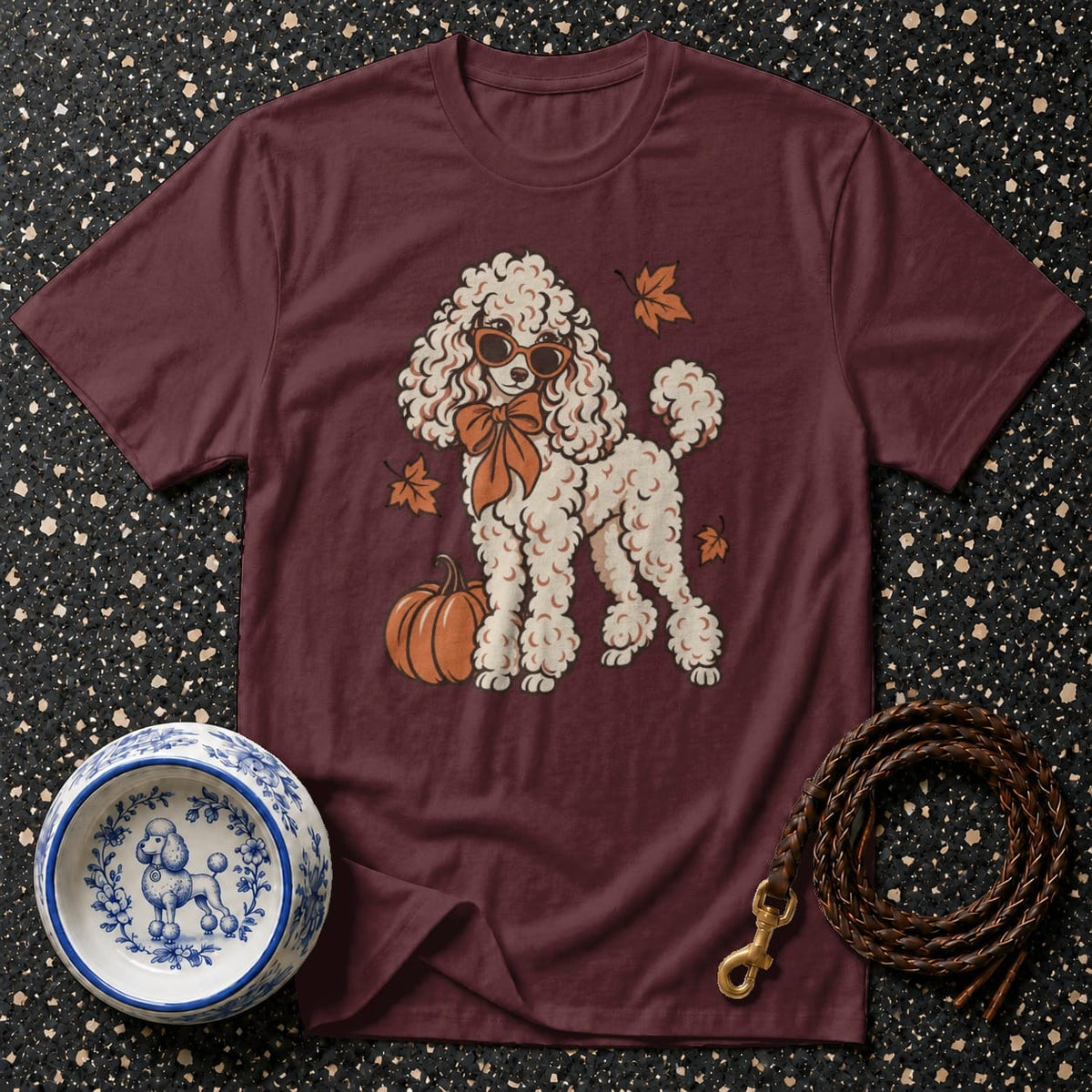 T-shirt Autumn Chic Poodle T-Shirt Poodle Pumpkin Spice T-Shirt | Premium Dog Apparel