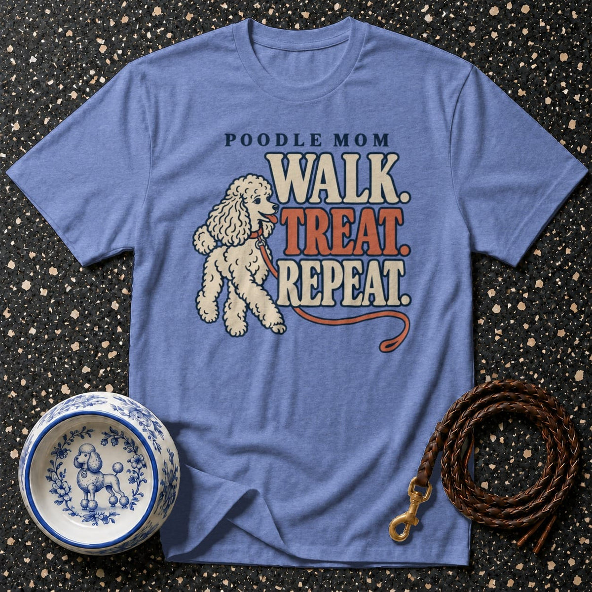 T-shirt Retro Poodle Mom Graphic T-Shirt Poodle Mom Walk Treat Repeat T-Shirt | Pet Lover Apparel