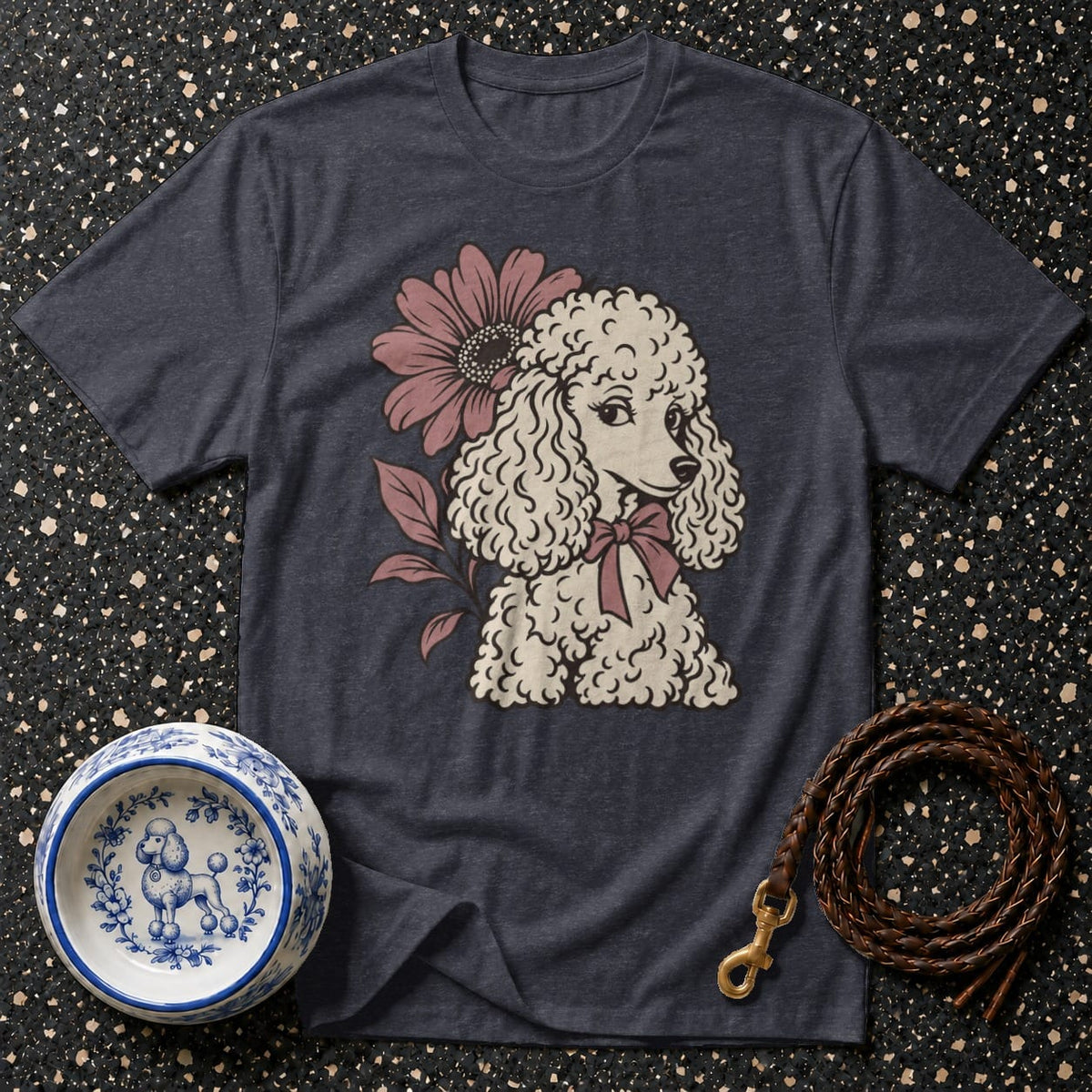 T-shirt Vintage Floral Poodle T-Shirt Poodle Floral T-Shirt | Premium Dog Apparel