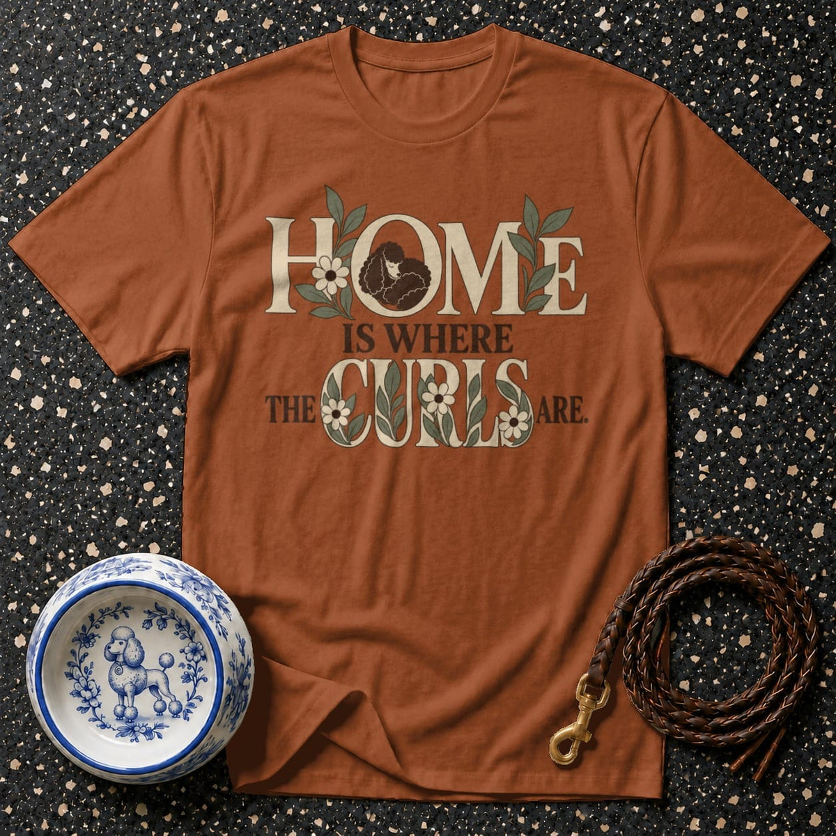 T-shirt Poodle Curls Floral T-Shirt Home Is Where The Curls Are T-Shirt | Poodle Lover Apparel