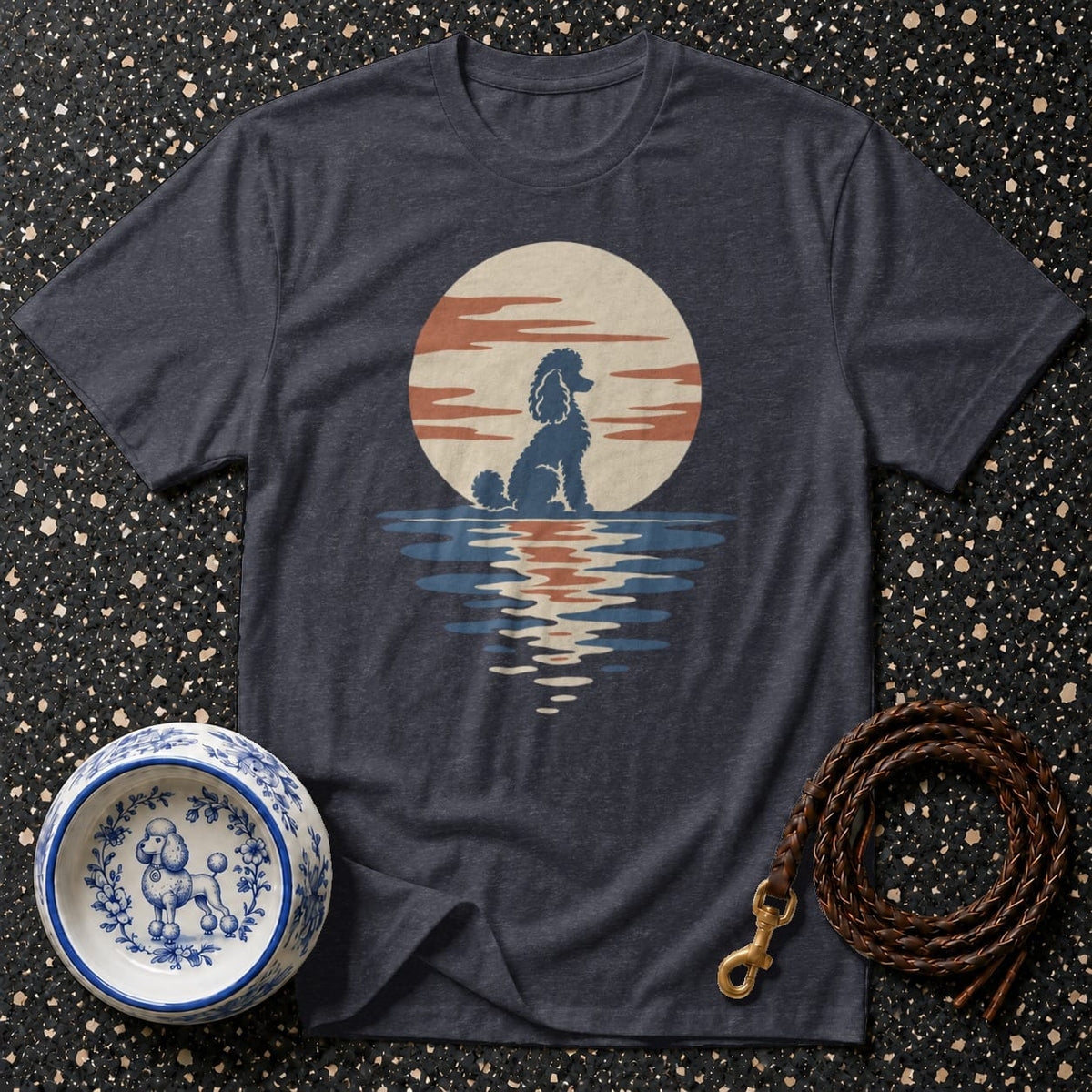 T-shirt Retro Sunset Poodle T-Shirt Poodle Sunset T-Shirt | Premium Dog Apparel