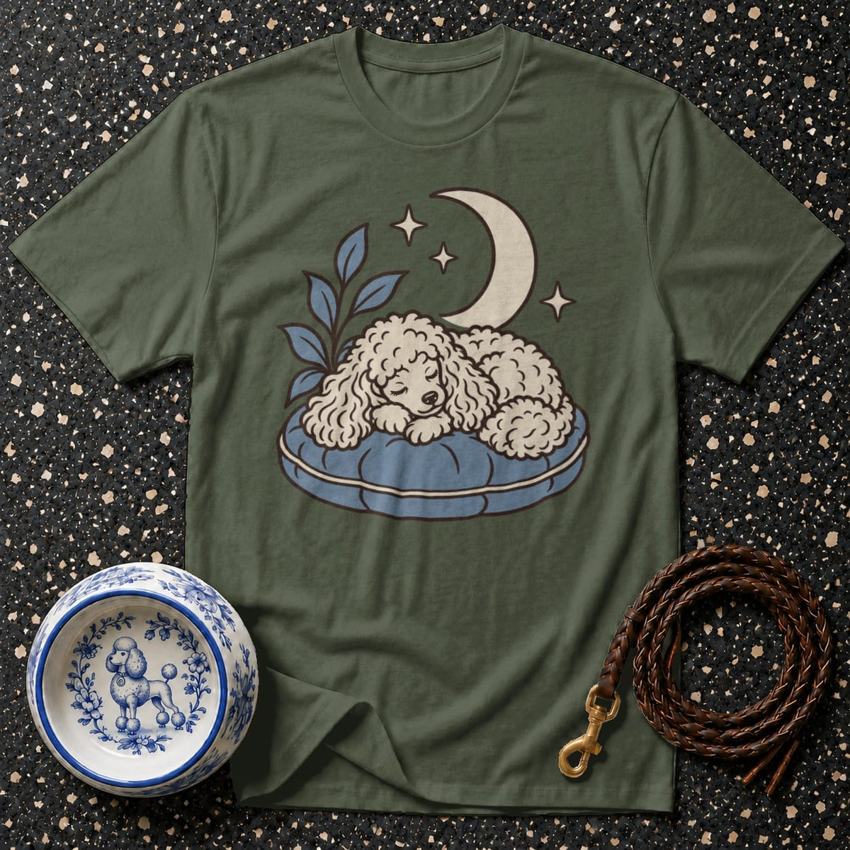 T-shirt Celestial Sleeping Poodle T-Shirt Sleeping Poodle Dream T-Shirt | Cozy Canine Apparel