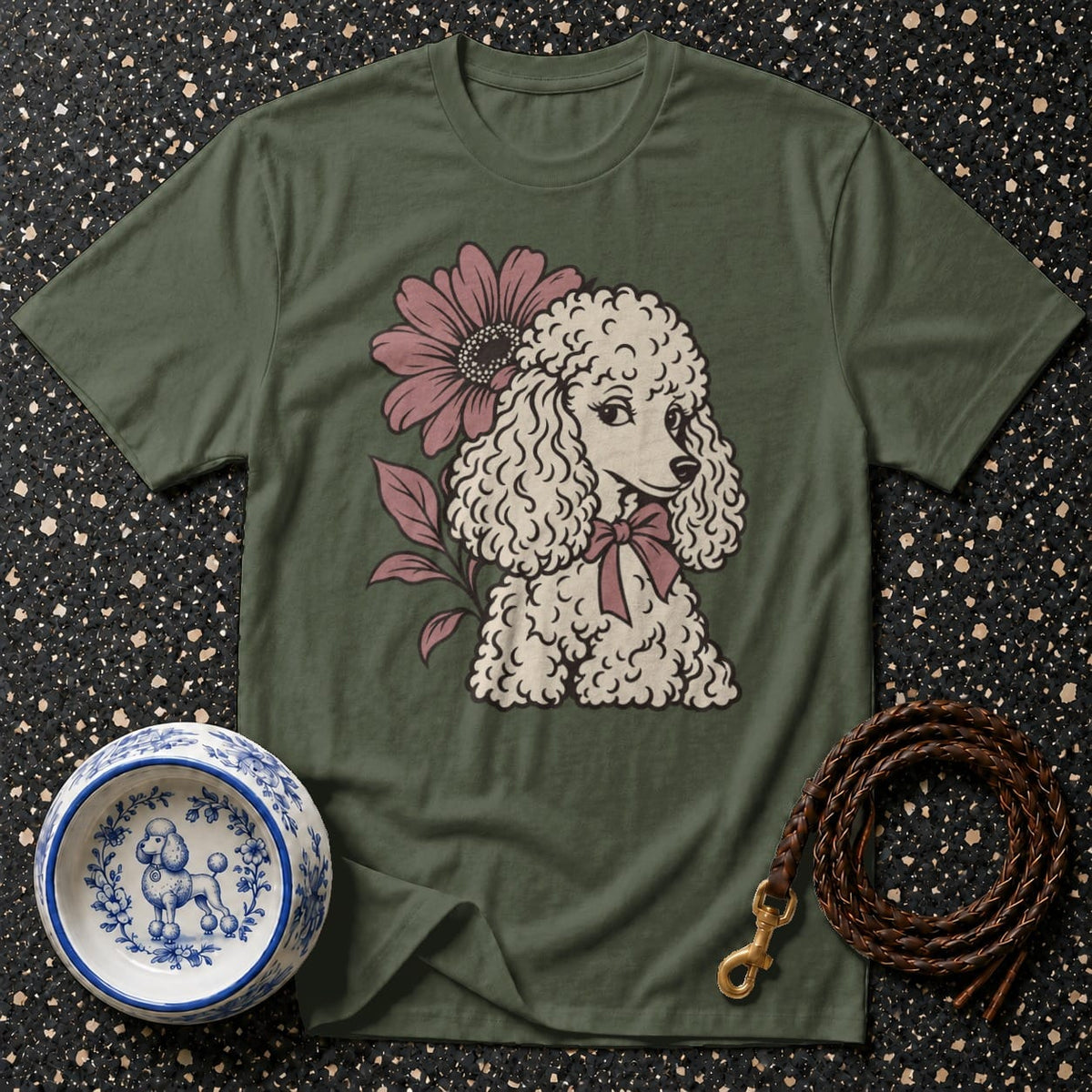 T-shirt Vintage Floral Poodle T-Shirt Poodle Floral T-Shirt | Premium Dog Apparel