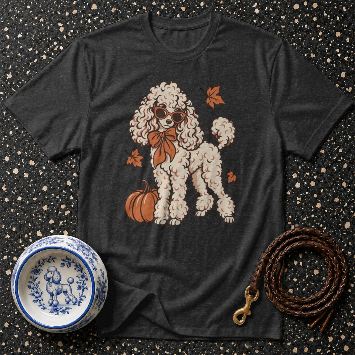 T-shirt Autumn Chic Poodle T-Shirt Poodle Pumpkin Spice T-Shirt | Premium Dog Apparel