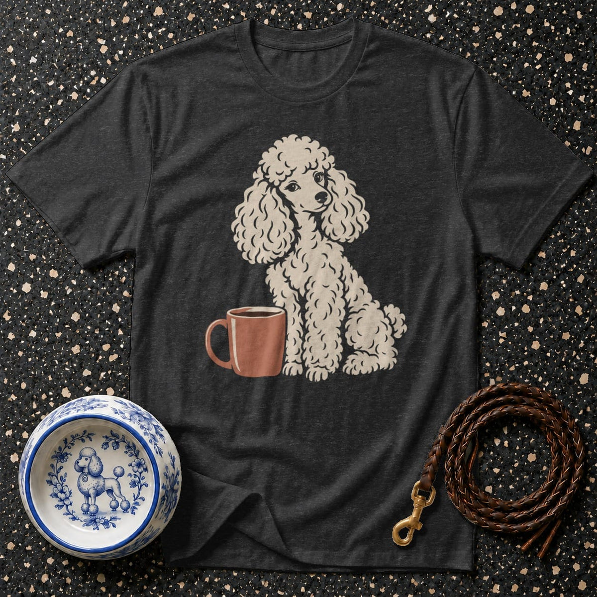 T-shirt Cozy Poodle and Coffee T-Shirt Poodle Coffee T-Shirt | Premium Dog Lover Apparel