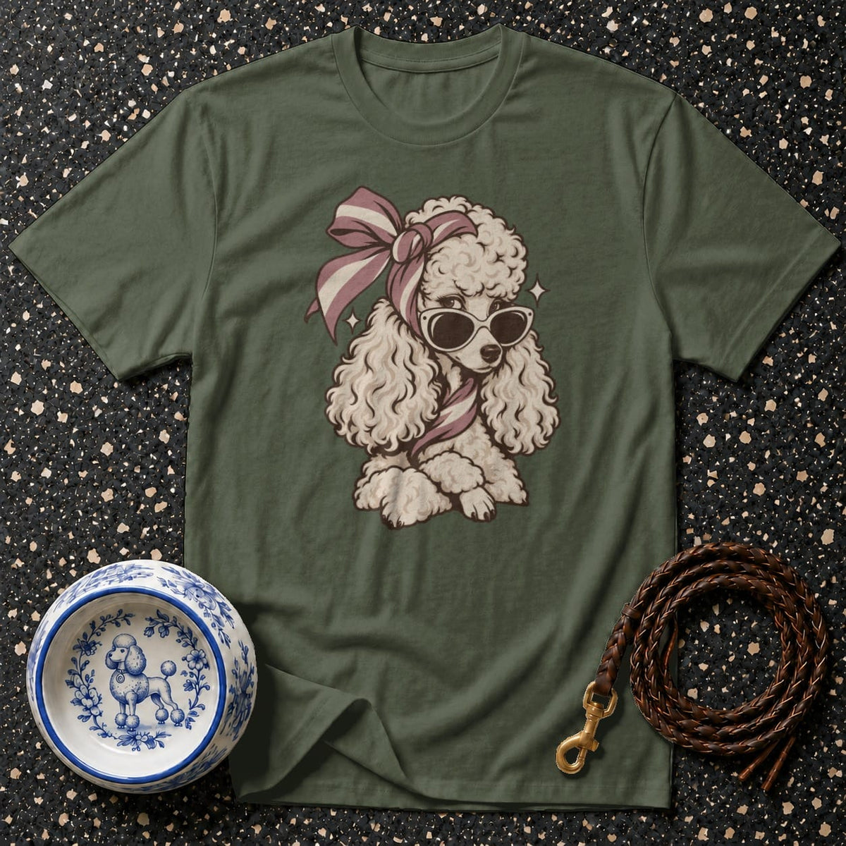 T-shirt Vintage Chic Poodle T-Shirt Poodle with Sunglasses T-Shirt | Premium Dog Apparel