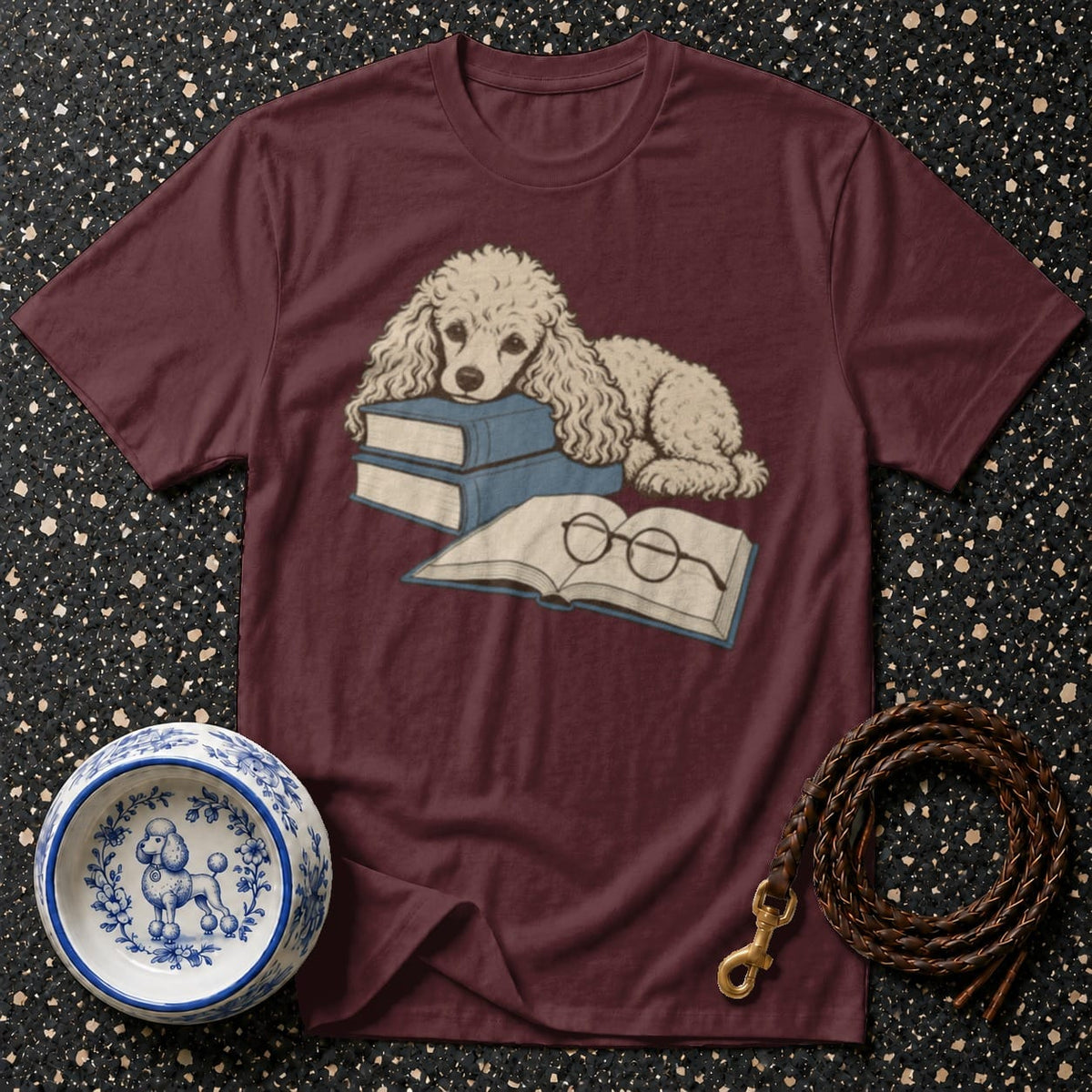 T-shirt Literary Poodle Bookworm T-Shirt Poodle Reading T-Shirt | Bookish Dog Apparel