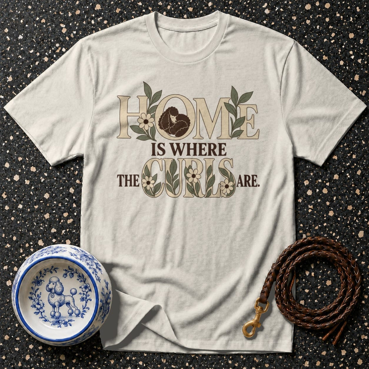 T-shirt Poodle Curls Floral T-Shirt Home Is Where The Curls Are T-Shirt | Poodle Lover Apparel