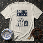 T-shirt with "Sound Check Supervised by a Poodle" text and illustration.