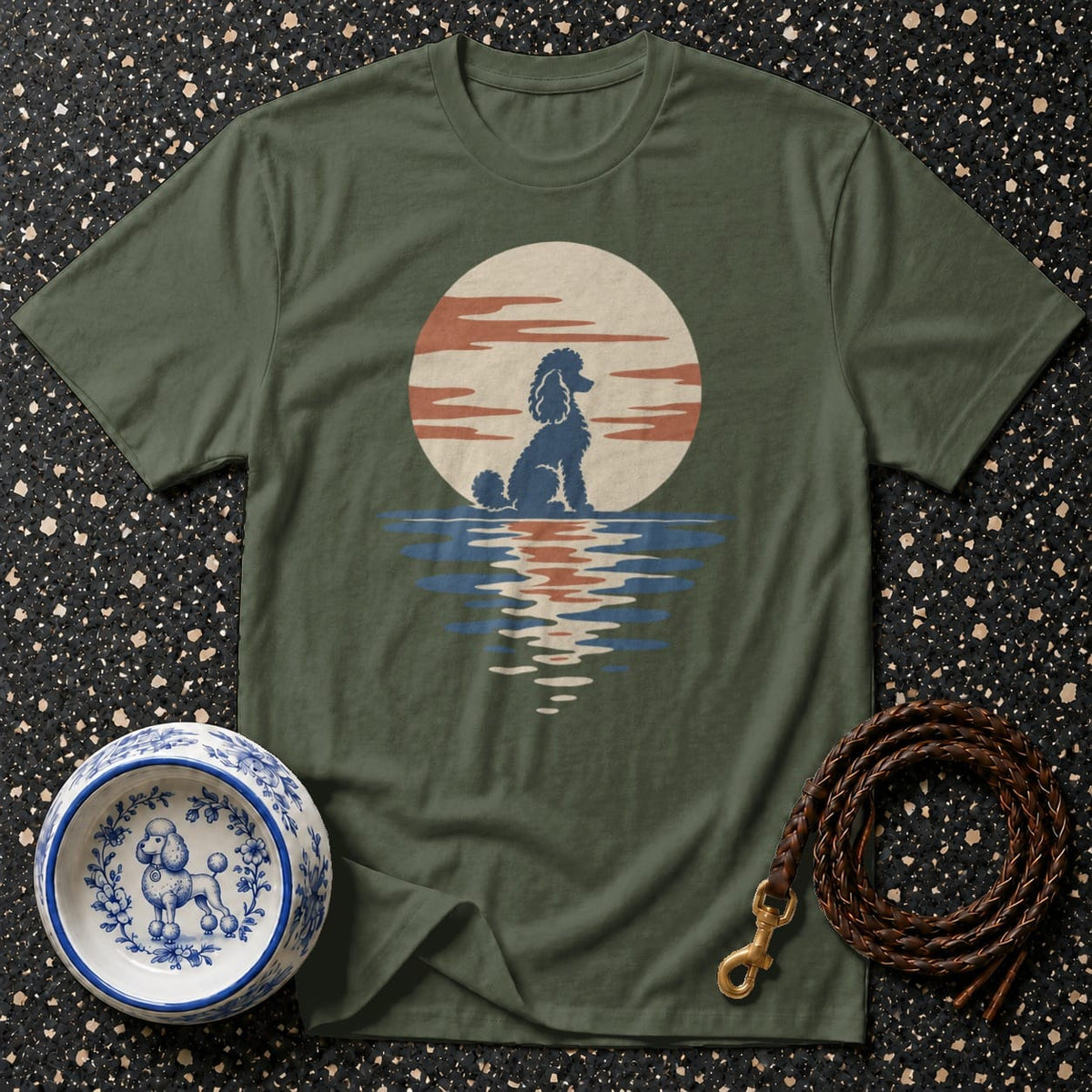 T-shirt Retro Sunset Poodle T-Shirt Poodle Sunset T-Shirt | Premium Dog Apparel