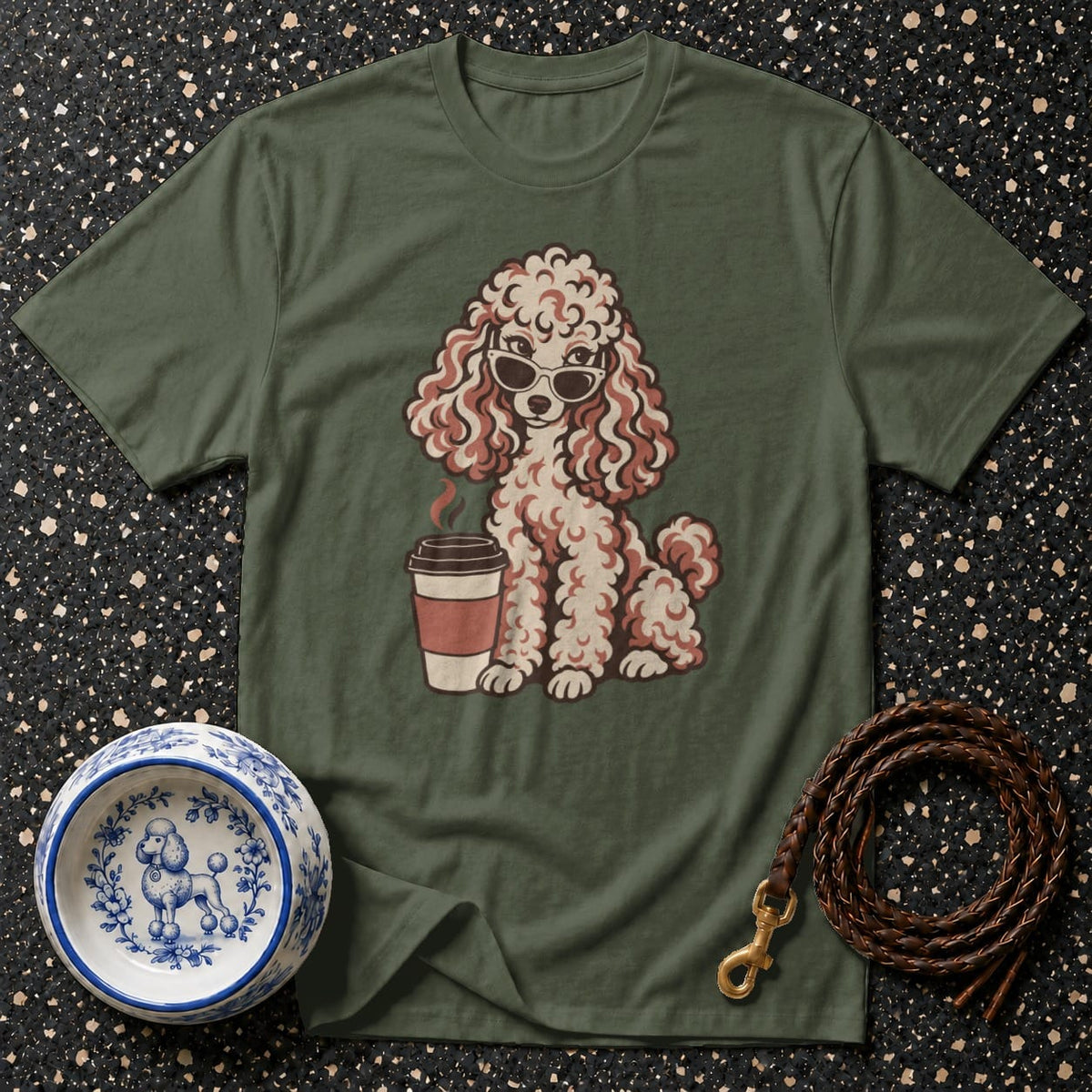 T-shirt Chic Coffee Poodle T-Shirt Cool Poodle with Coffee T-Shirt | Canine Style
