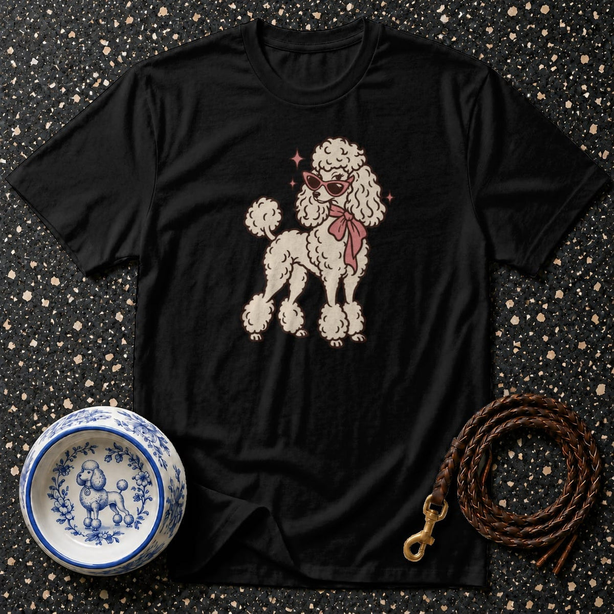 T-shirt Retro Glam Poodle T-Shirt Poodle with Sunglasses T-Shirt | Chic Dog Apparel