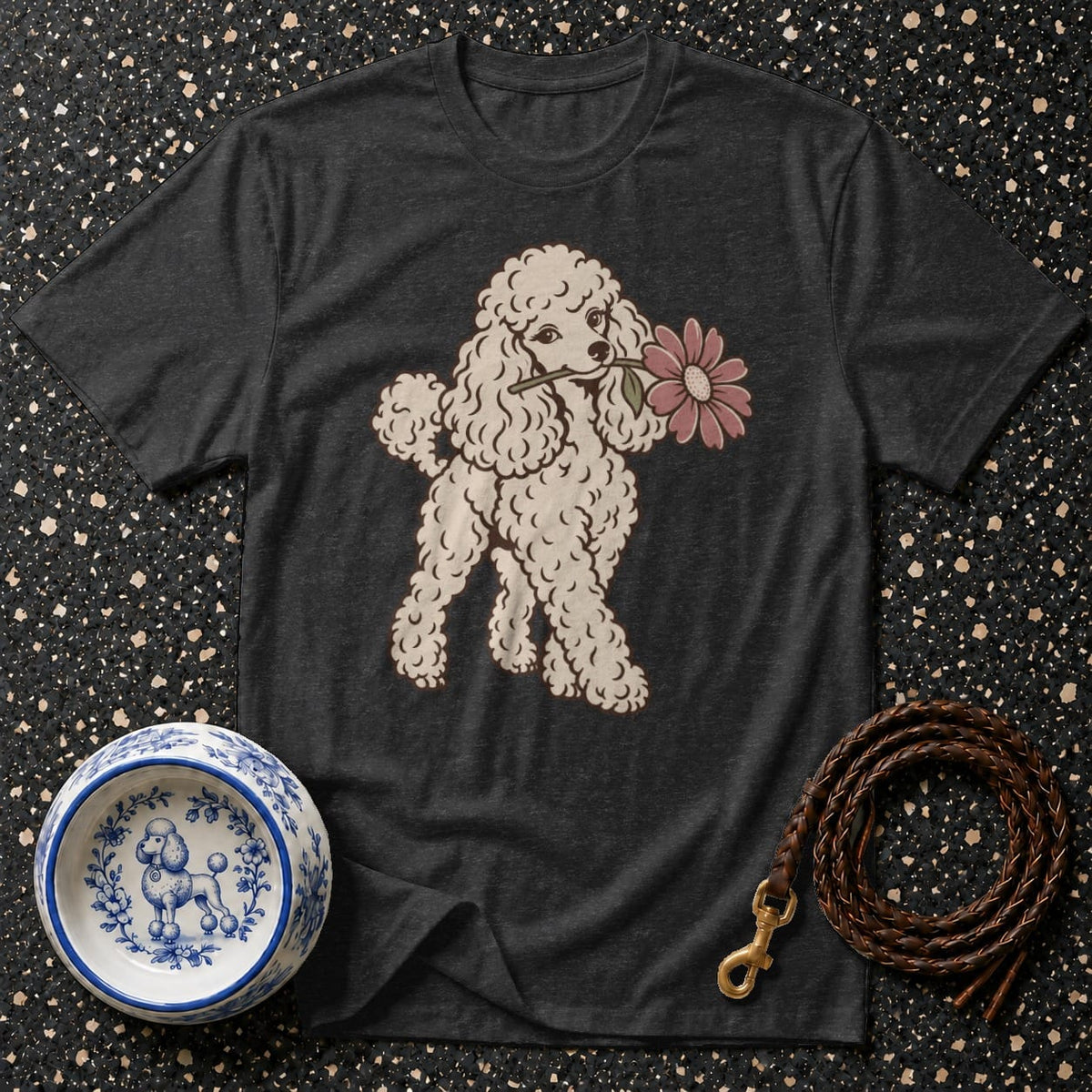 T-shirt Vintage Poodle Flower T-Shirt Poodle Flower T-Shirt | Premium Dog Apparel