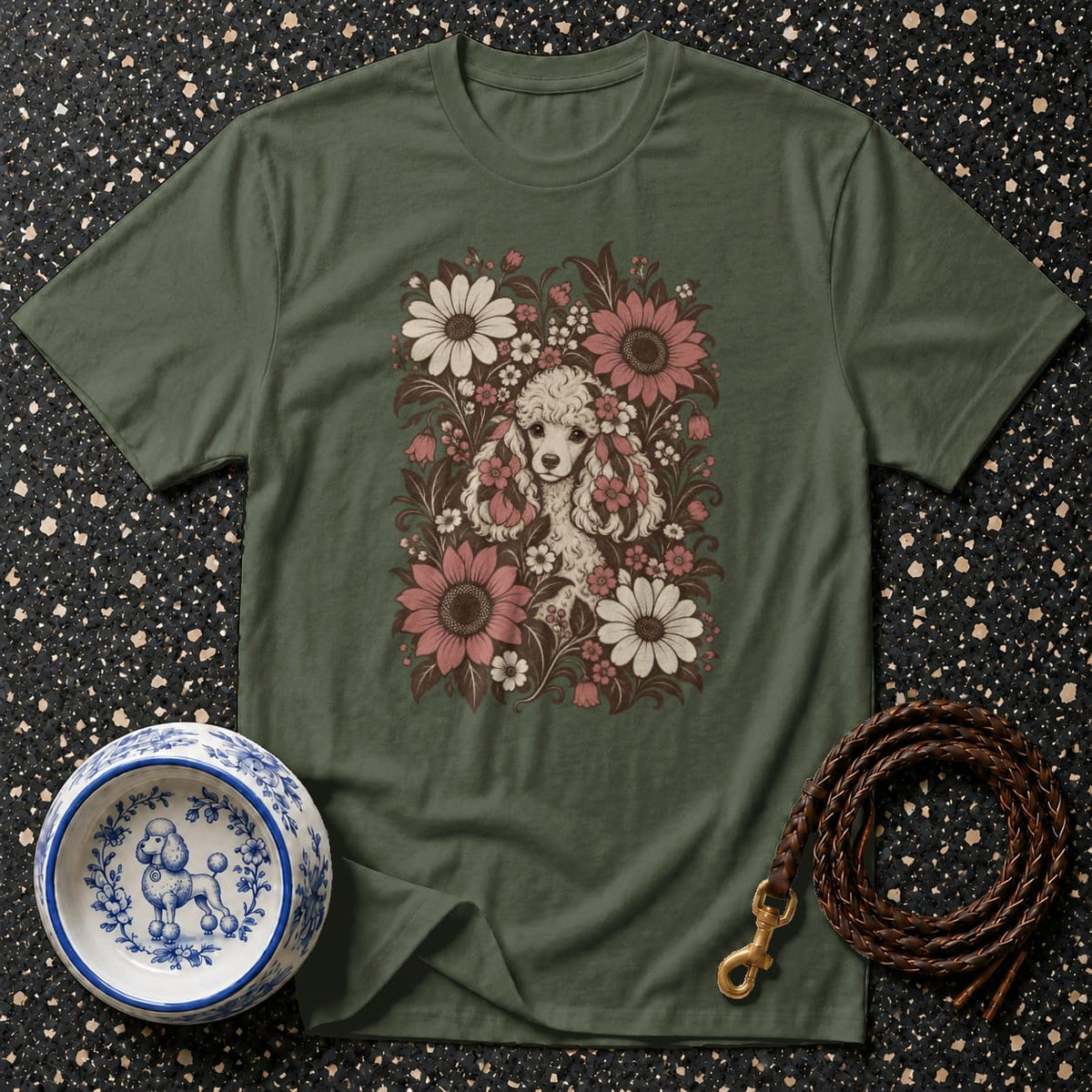 T-shirt Vintage Botanical Poodle T-Shirt Poodle Floral T-Shirt | Premium Dog Apparel