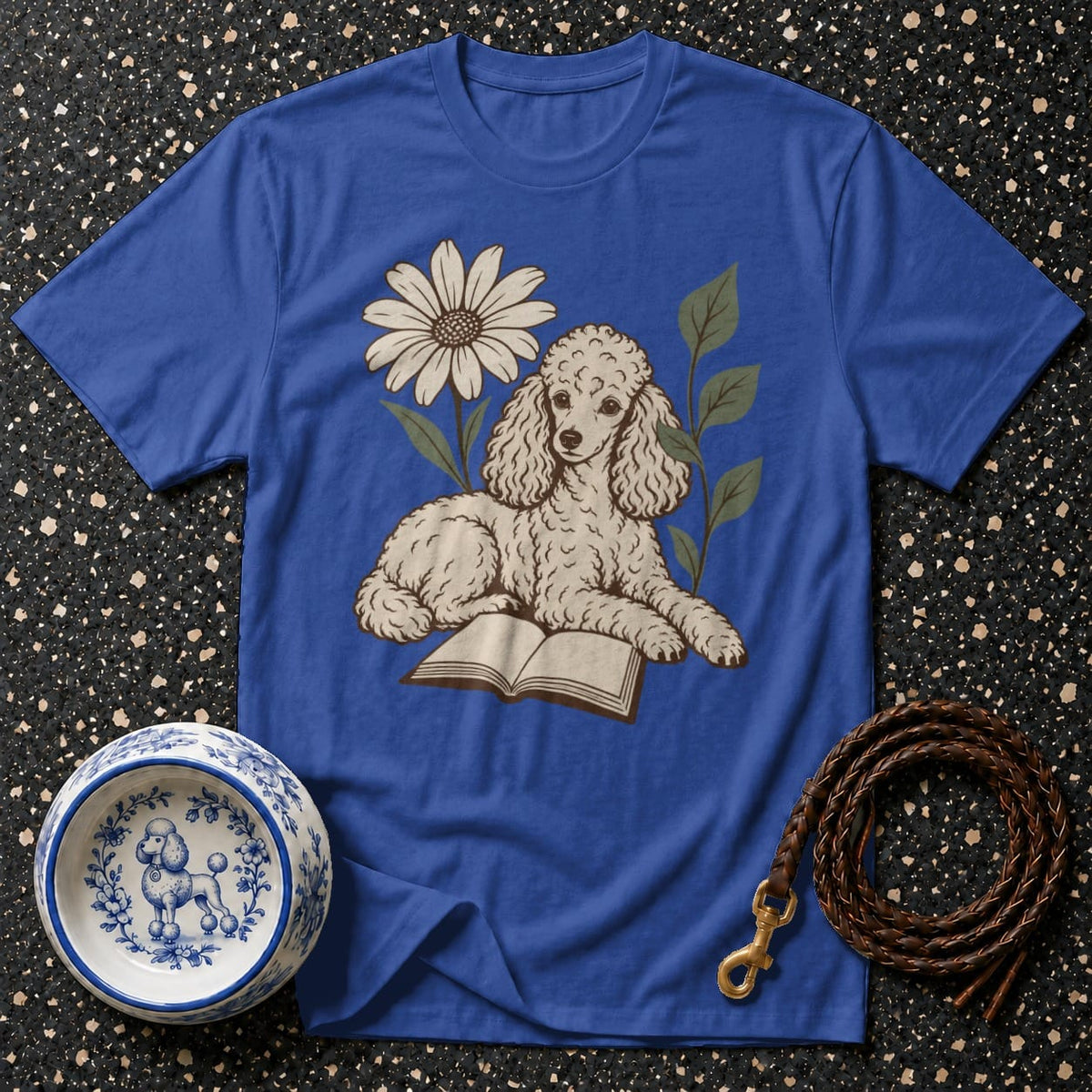 T-shirt Vintage Bookish Poodle T-Shirt Poodle Reading T-Shirt | Premium Pet Apparel