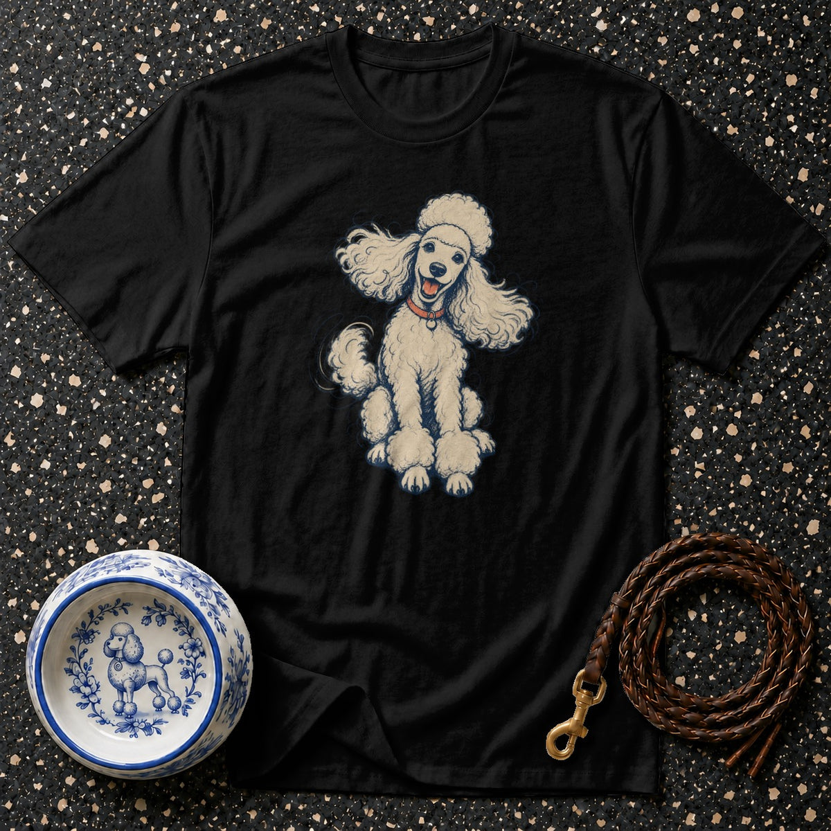 Playful Poodle Sketch T-Shirt