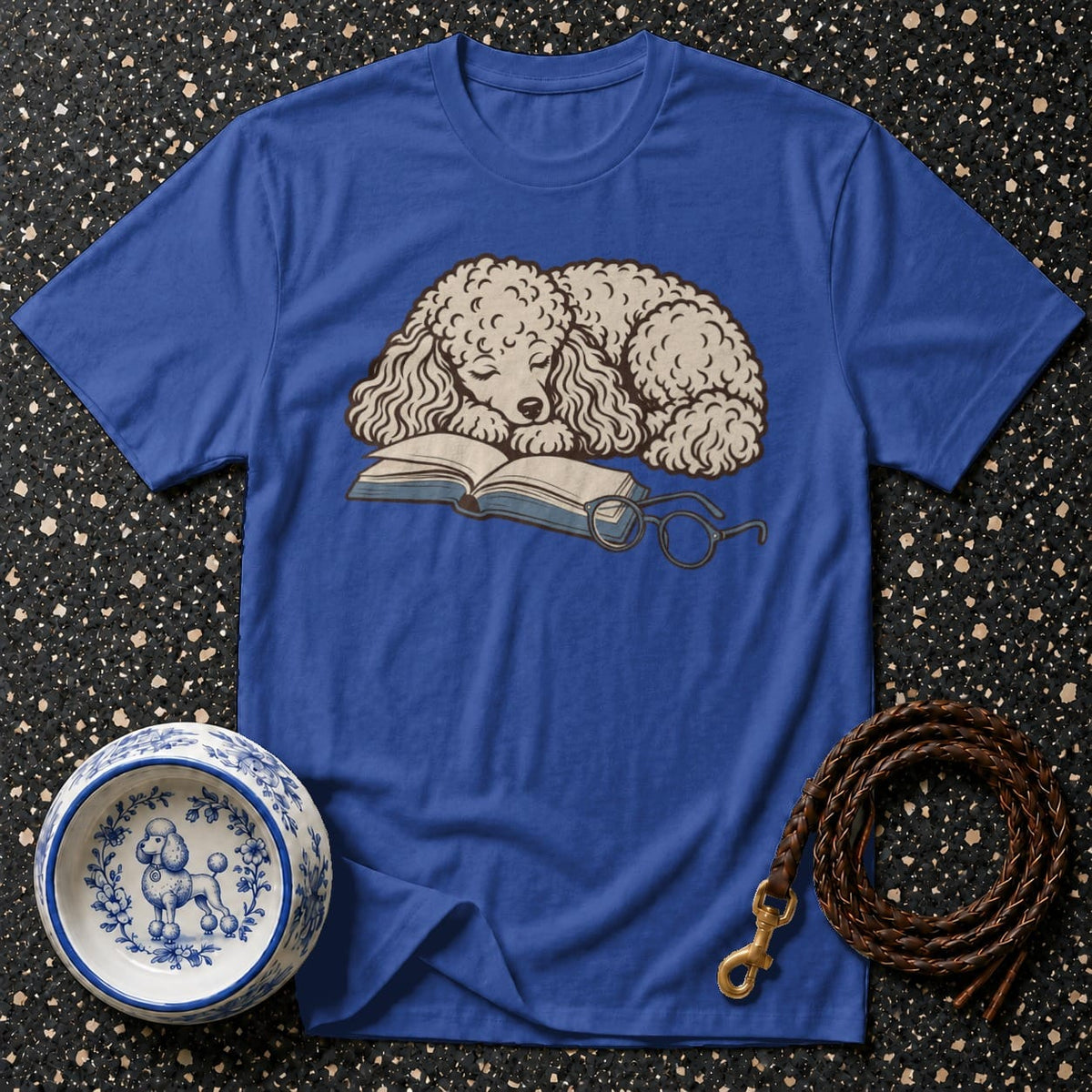 T-shirt Cozy Literary Poodle T-Shirt Sleeping Poodle Reading T-Shirt | Pawsome Reads