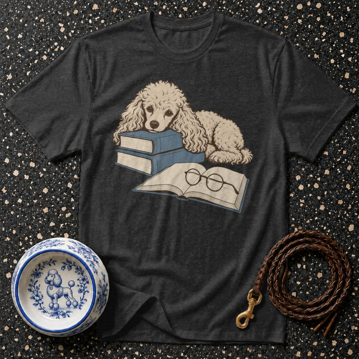 T-shirt Literary Poodle Bookworm T-Shirt Poodle Reading T-Shirt | Bookish Dog Apparel