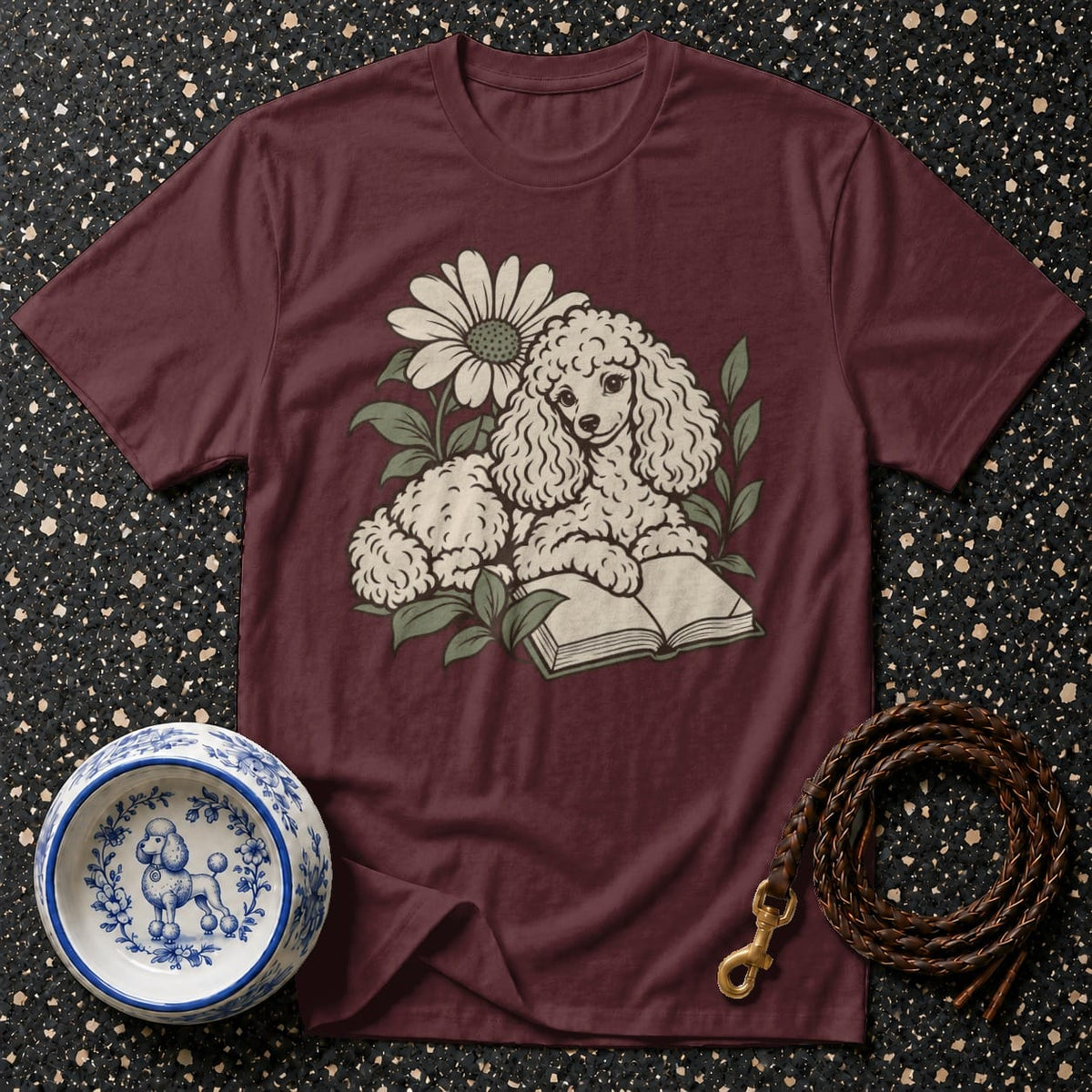 T-shirt Botanical Reading Poodle T-Shirt Poodle Reading T-Shirt | Premium Dog Apparel