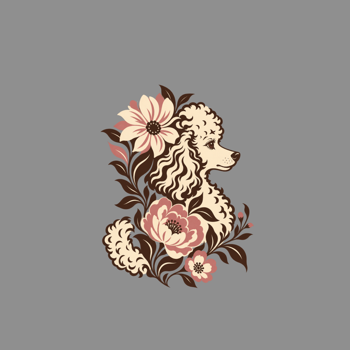 T-shirt Vintage Floral Poodle T-Shirt Vintage Poodle Floral T-Shirt | Retro Dog Art Tee