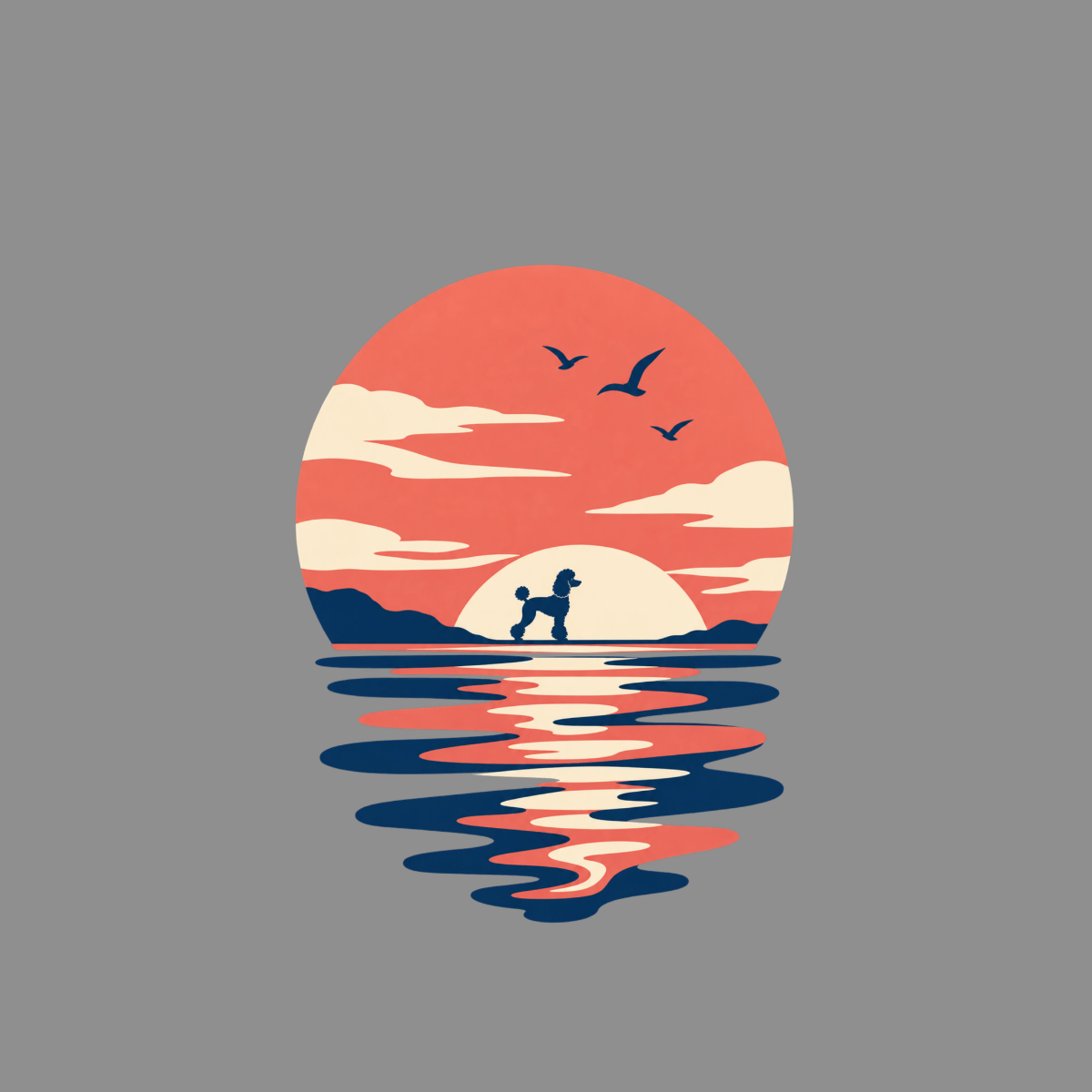 T-shirt Retro Poodle Sunset T-Shirt Poodle Sunset T-Shirt | Premium Dog Apparel