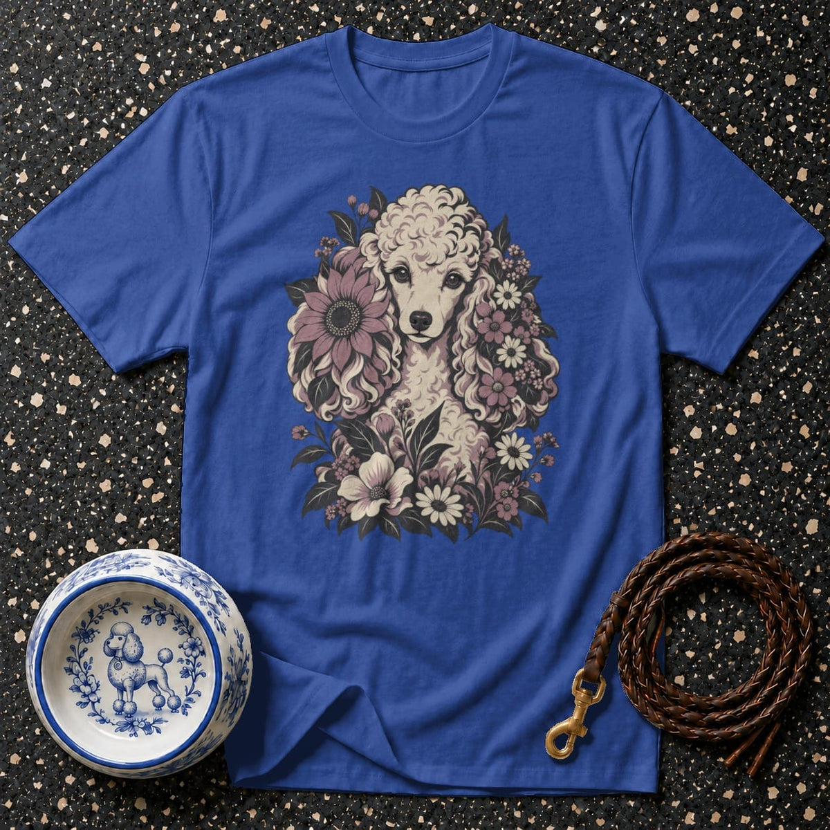 T-shirt Vintage Floral Poodle T-Shirt Poodle Floral Art T-Shirt | Premium Dog Apparel