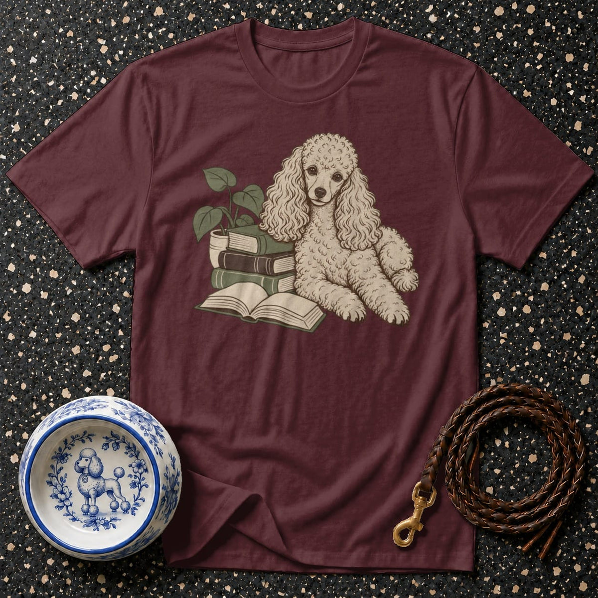 T-shirt Vintage Bookworm Poodle T-Shirt Poodle Reading T-Shirt | Book Lover Apparel