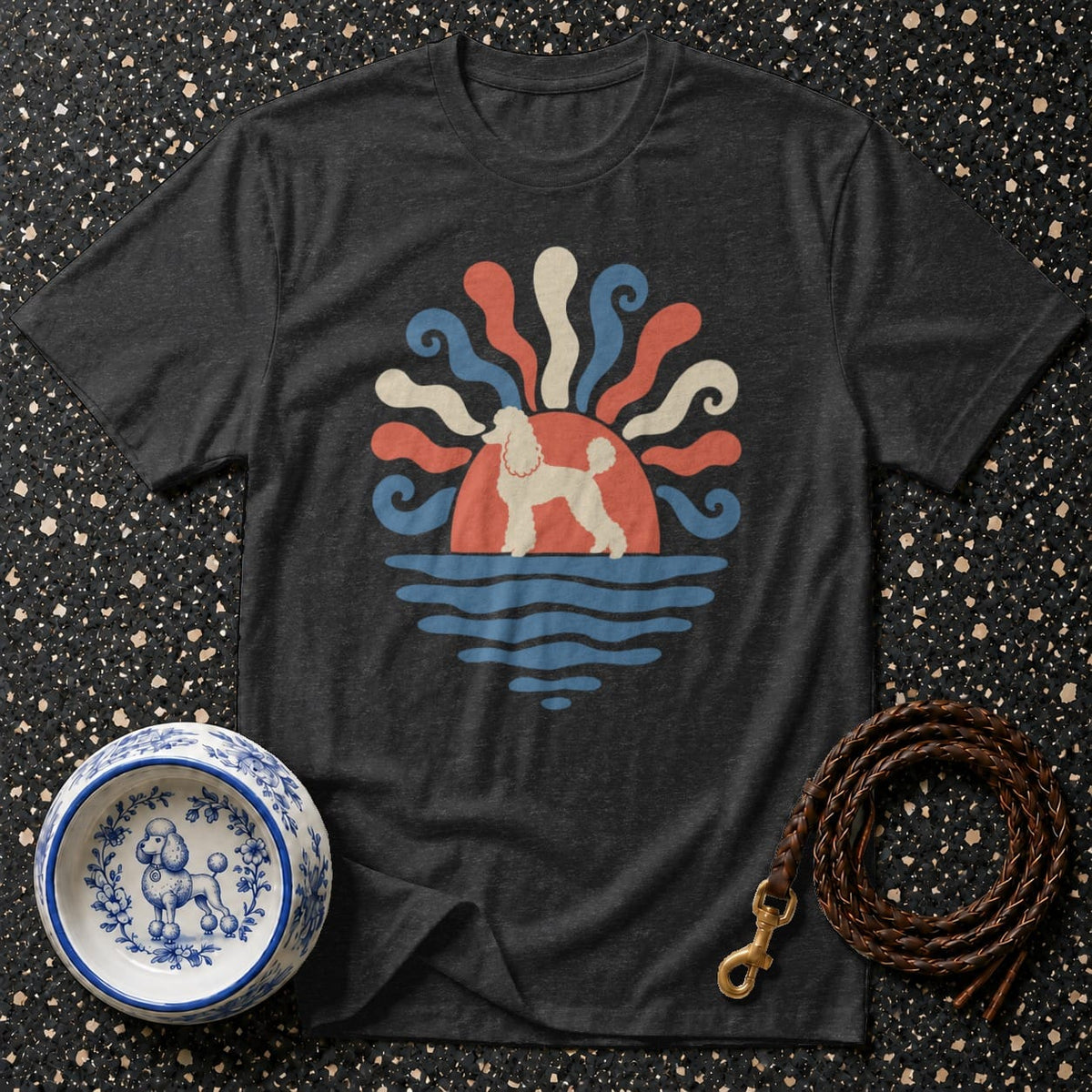 T-shirt Retro Poodle Sunset T-Shirt Retro Poodle Sun T-Shirt | Premium Dog Apparel