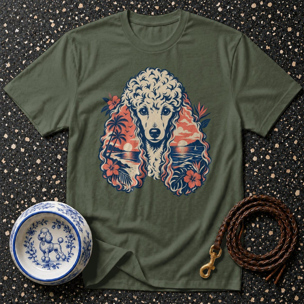 T-shirt Tropical Sunset Poodle T-Shirt Poodle Tropical Sunset T-Shirt | Premium Dog Apparel