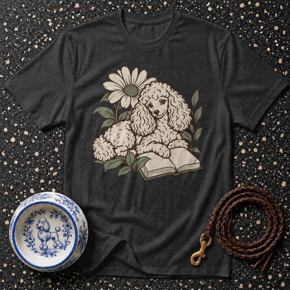 T-shirt Botanical Reading Poodle T-Shirt Poodle Reading T-Shirt | Premium Dog Apparel