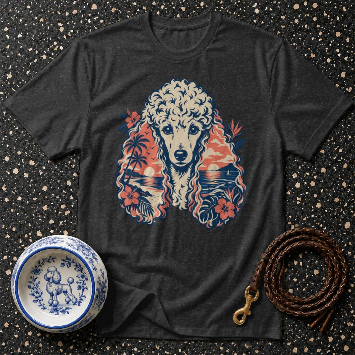 T-shirt Tropical Sunset Poodle T-Shirt Poodle Tropical Sunset T-Shirt | Premium Dog Apparel