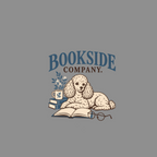 Bookside Company logo with poodle, books, mug, and glasses.