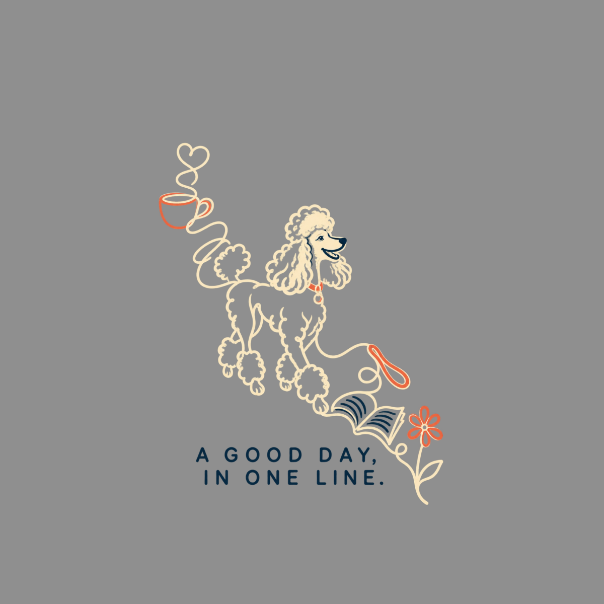 Good Day Poodle Line Art T-Shirt