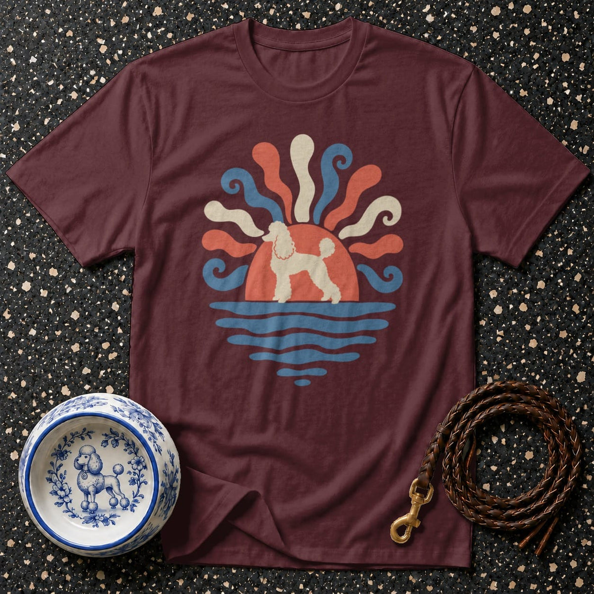 T-shirt Retro Poodle Sunset T-Shirt Retro Poodle Sun T-Shirt | Premium Dog Apparel