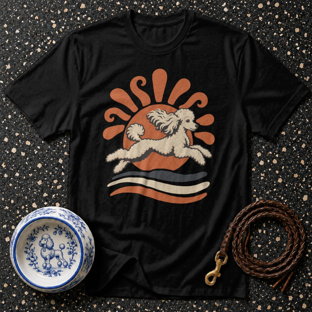 T-shirt Retro Sunshine Poodle T-Shirt Poodle Running T-Shirt | Retro Dog Graphic Tee