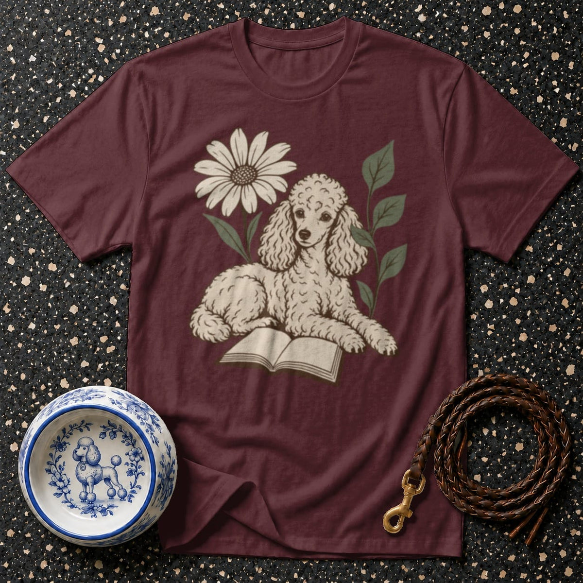 T-shirt Vintage Bookish Poodle T-Shirt Poodle Reading T-Shirt | Premium Pet Apparel
