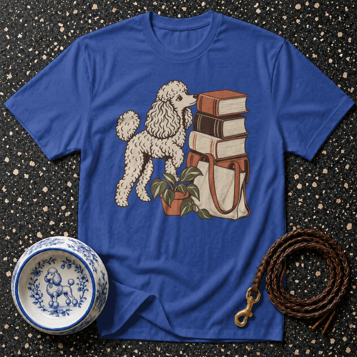 T-shirt Bookish Poodle Graphic T-Shirt Poodle Reading T-Shirt | Premium Dog Lover Apparel