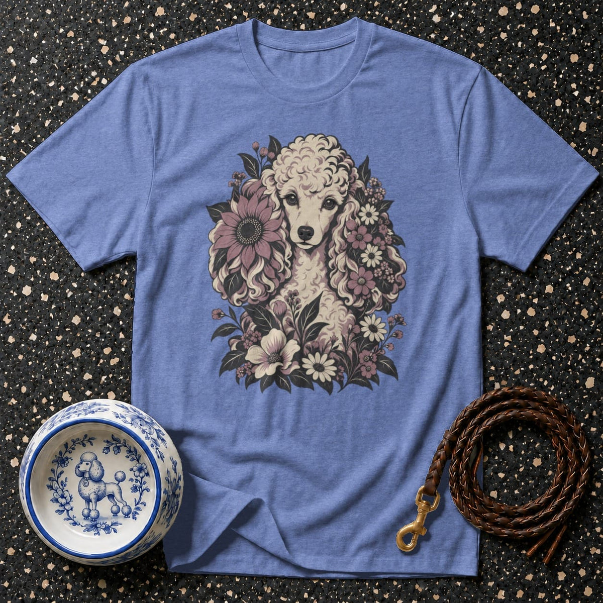 T-shirt Vintage Floral Poodle T-Shirt Poodle Floral Art T-Shirt | Premium Dog Apparel