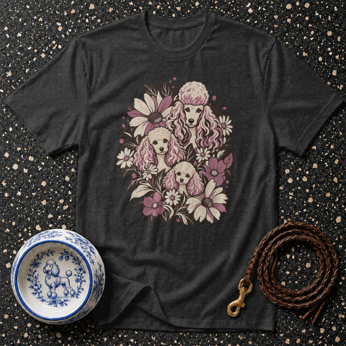 T-shirt Vintage Floral Poodle T-Shirt Poodle Family T-Shirt | Premium Dog Apparel